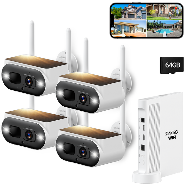 Campark SC51 Solar-Überwachungskameras 4-Kamera-Kit-System mit 64 GB lokalem Speicher