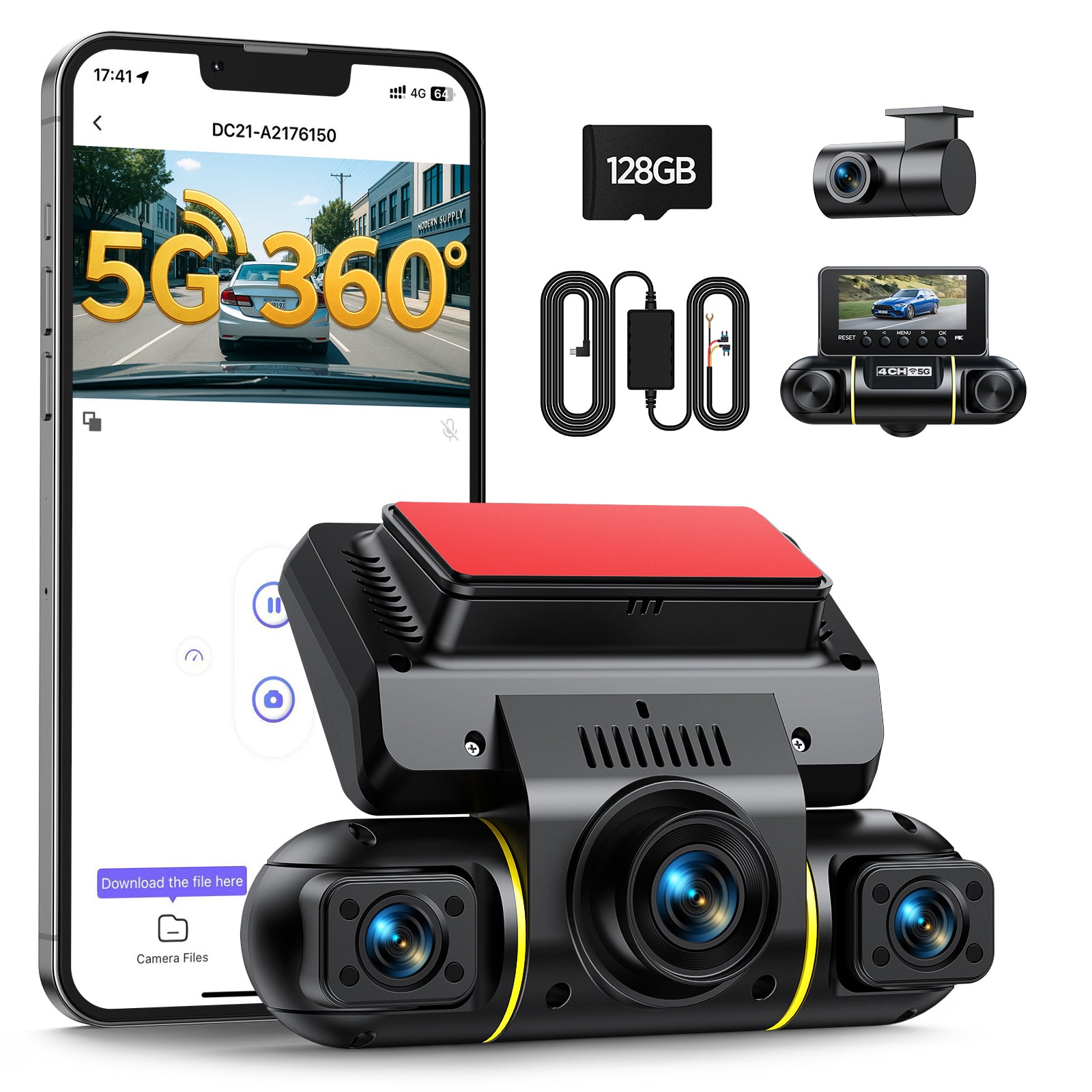 4 Channel 360° Dashcam with Free 128GB Storage