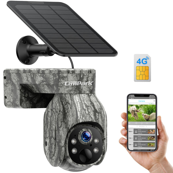 Campark TC17 Mobilfunk-Wildkamera, 4G LTE, kabellos, 2,5 K, solarbetrieben, zur Wildtierüberwachung 