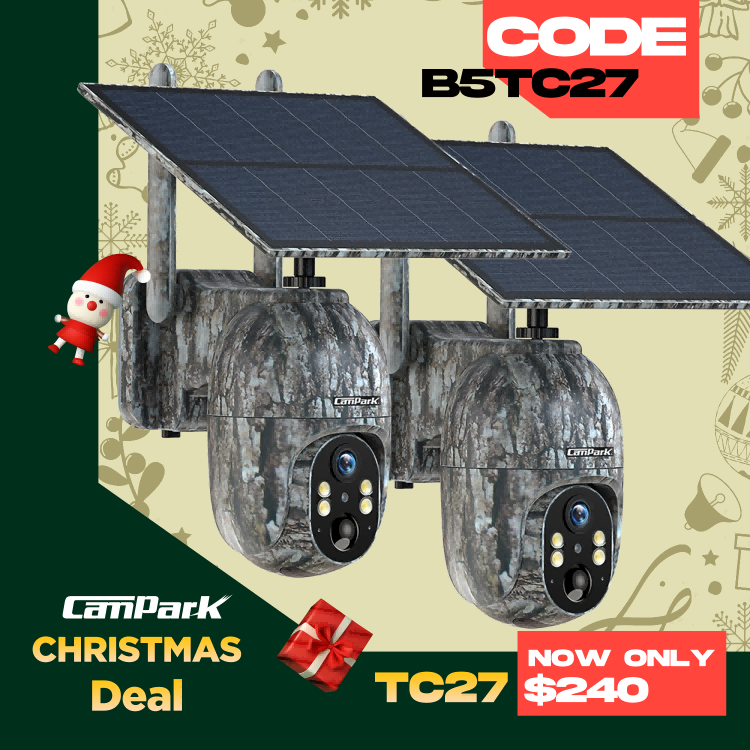 Campark TC27 4G LTE Cellular Trail Camera 2.5K Wireless Solar Powered Cam with Instant Alert and Color Night Vision