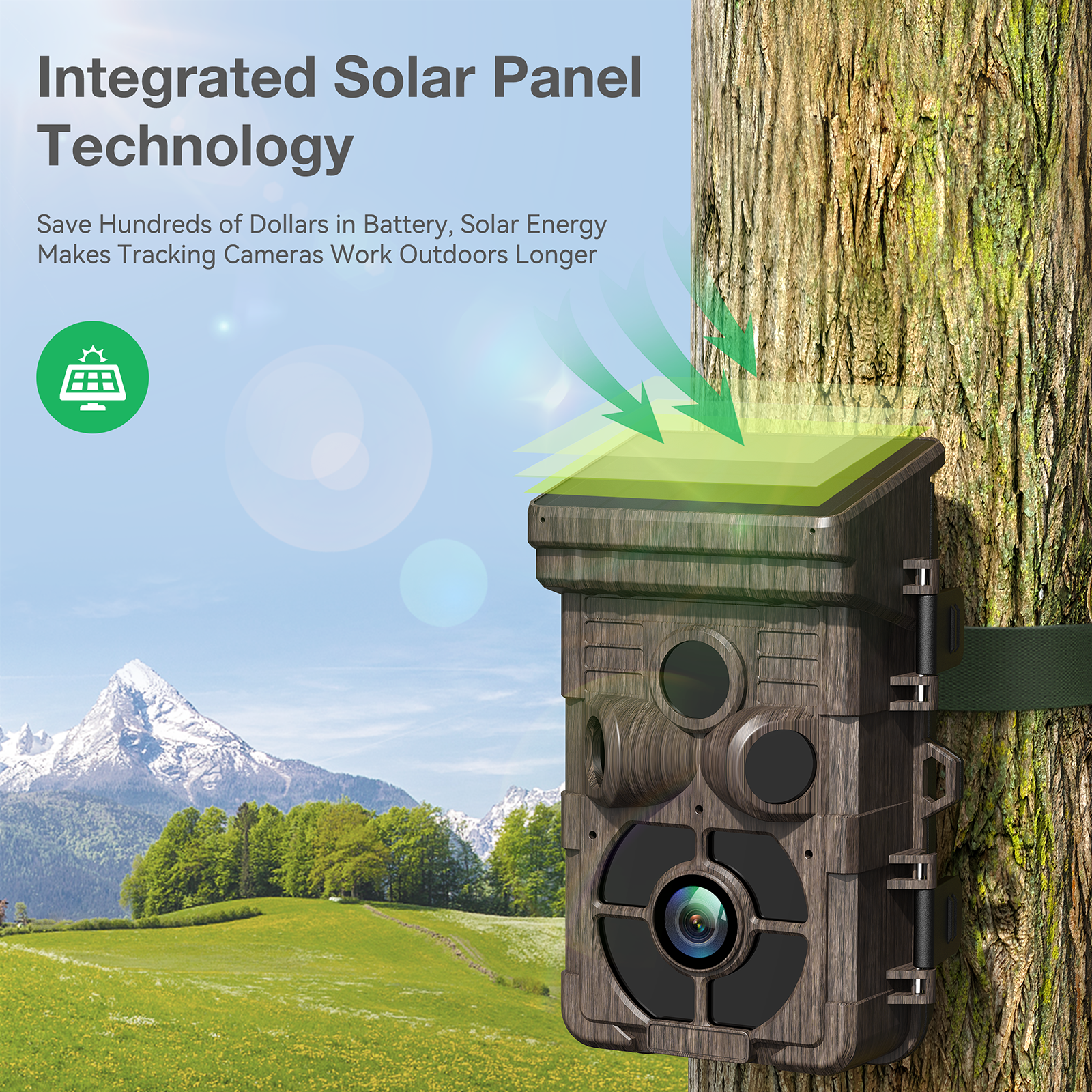 24MP 1080P Trial Camera Solar Powered Integrated Game Camera with Night Vision