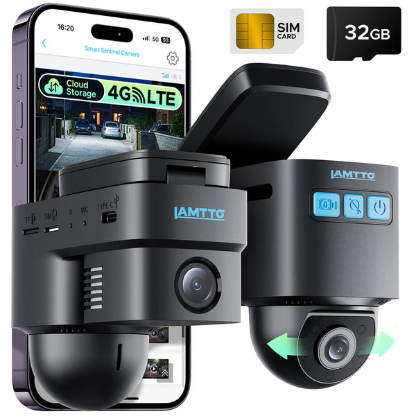 4G LTE Cellular Dash Cam, Remote Live-View & Location Event Video Alarm & Cloud Storage