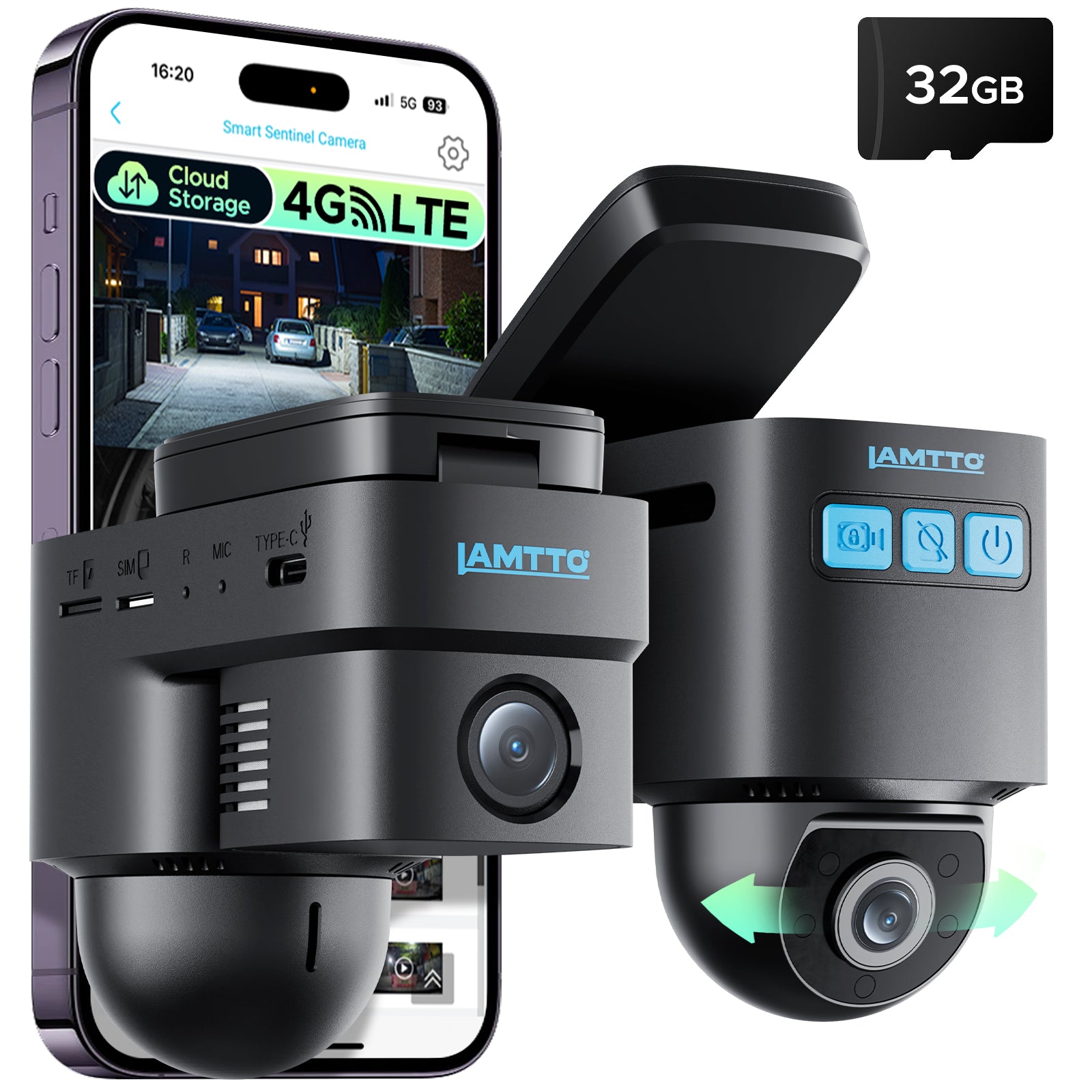 4G LTE Cellular Dash Cam, Remote Live-View & Location Event Video Alarm & Cloud Storage Car Security Camera