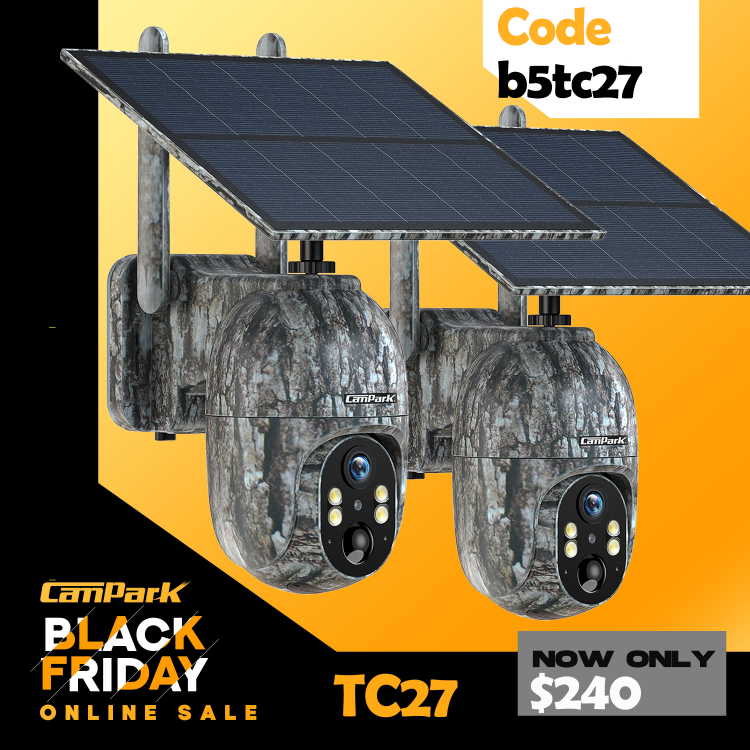Campark TC27 4G LTE Cellular Trail Camera 2.5K Wireless Solar Powered Cam with Instant Alert and Color Night Vision