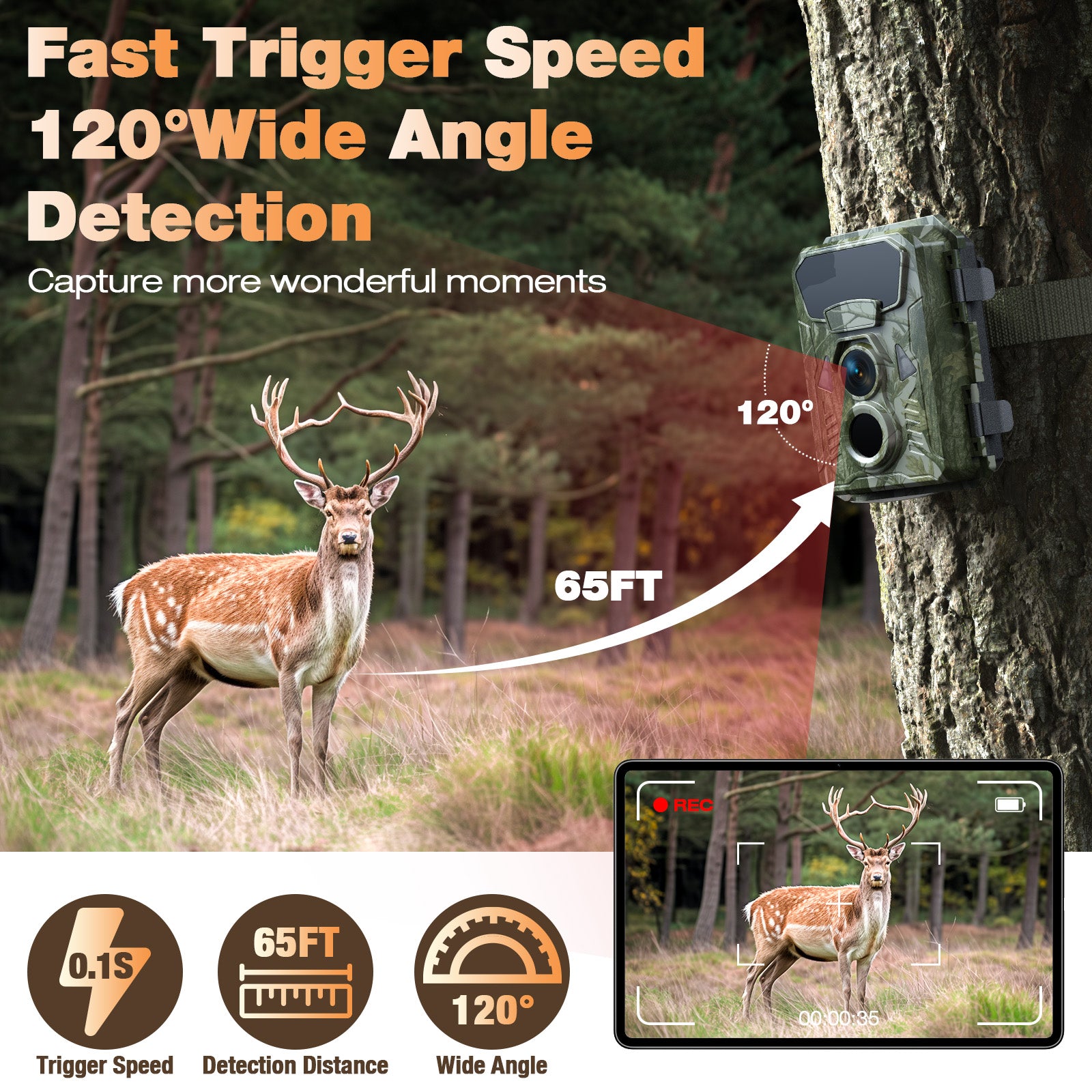 Campark TC33 Mini Trail Camera 950nm Non-Glow 4K Game Camera for Wildlife Monitoring