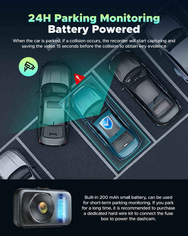 Campark DC16 4K Front and Rear Dual Dash Camera, 5G WiFi & 64G Storage