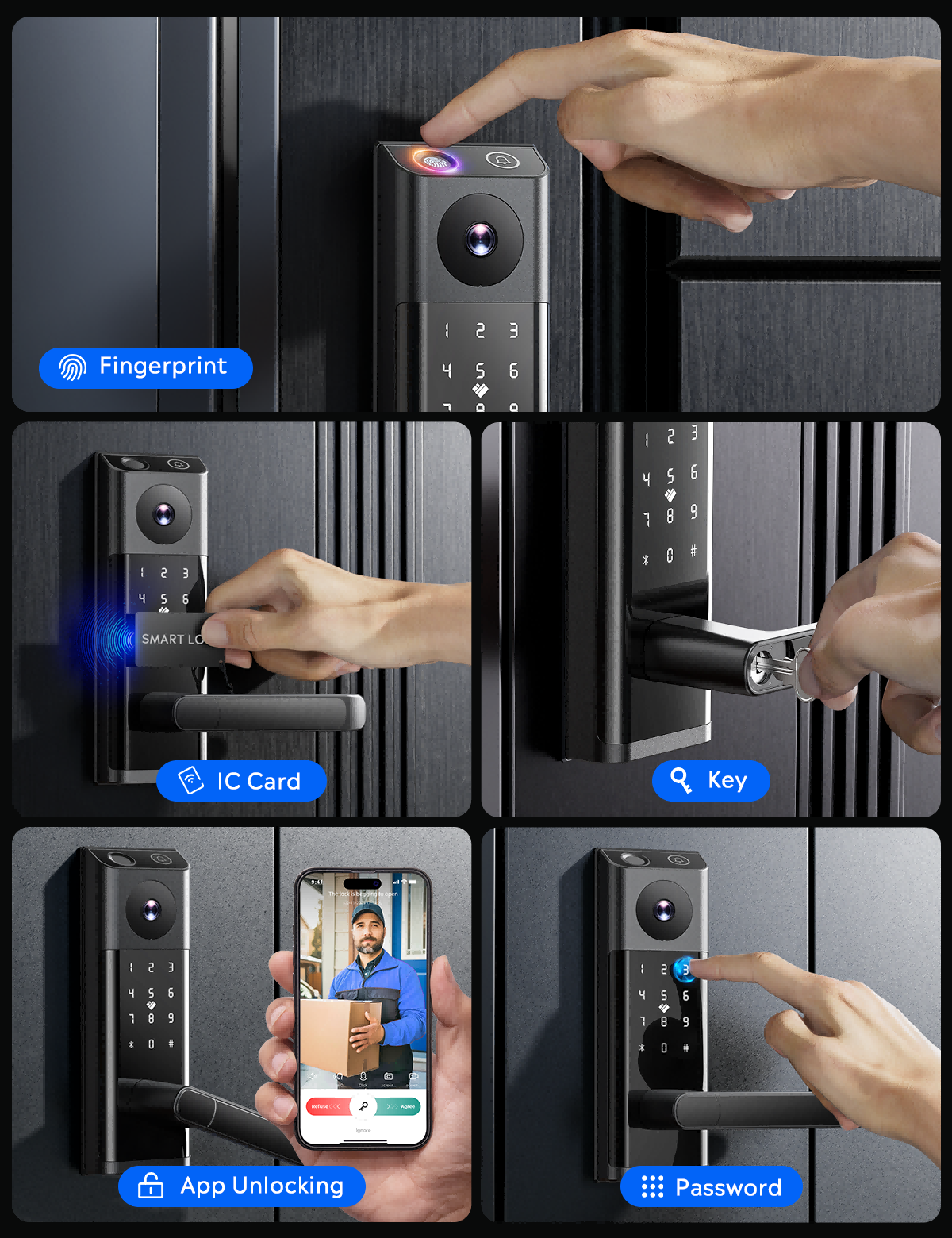 Video Smart Lock with Camera & Doorbell, 5-in-1 Keyless Entry Door Lock