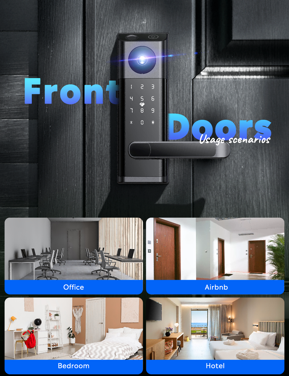 Video Smart Lock with Camera & Doorbell, 5-in-1 Keyless Entry Door Lock