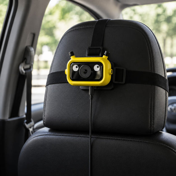 Strap it on the headrest
