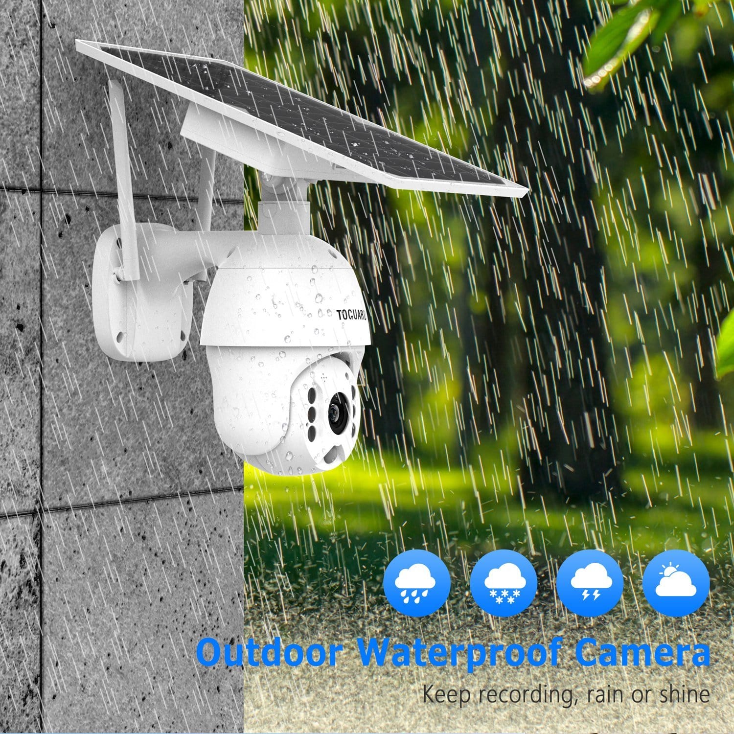 Toguard AP40 1080P Wireless With Solar Powered Battery, Full-Color Night Vision Motion Detection , Outdoor Security Camera