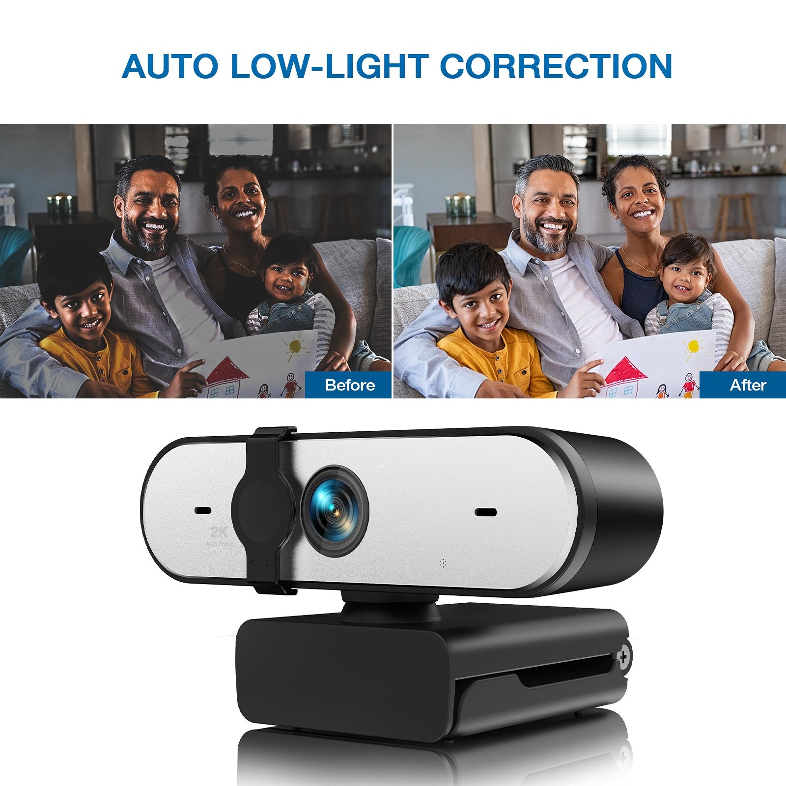Campark PC05 2K Webcam with Microphone, QHD Streaming Computer Camera with AutoFocus
