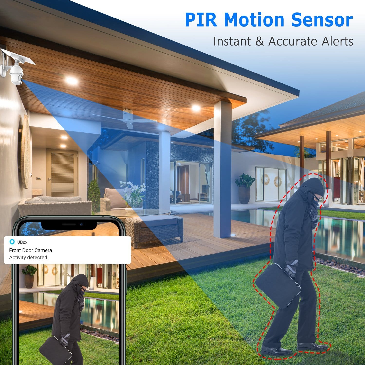 Toguard AP40 1080P Wireless With Solar Powered Battery, Full-Color Night Vision Motion Detection , Outdoor Security Camera