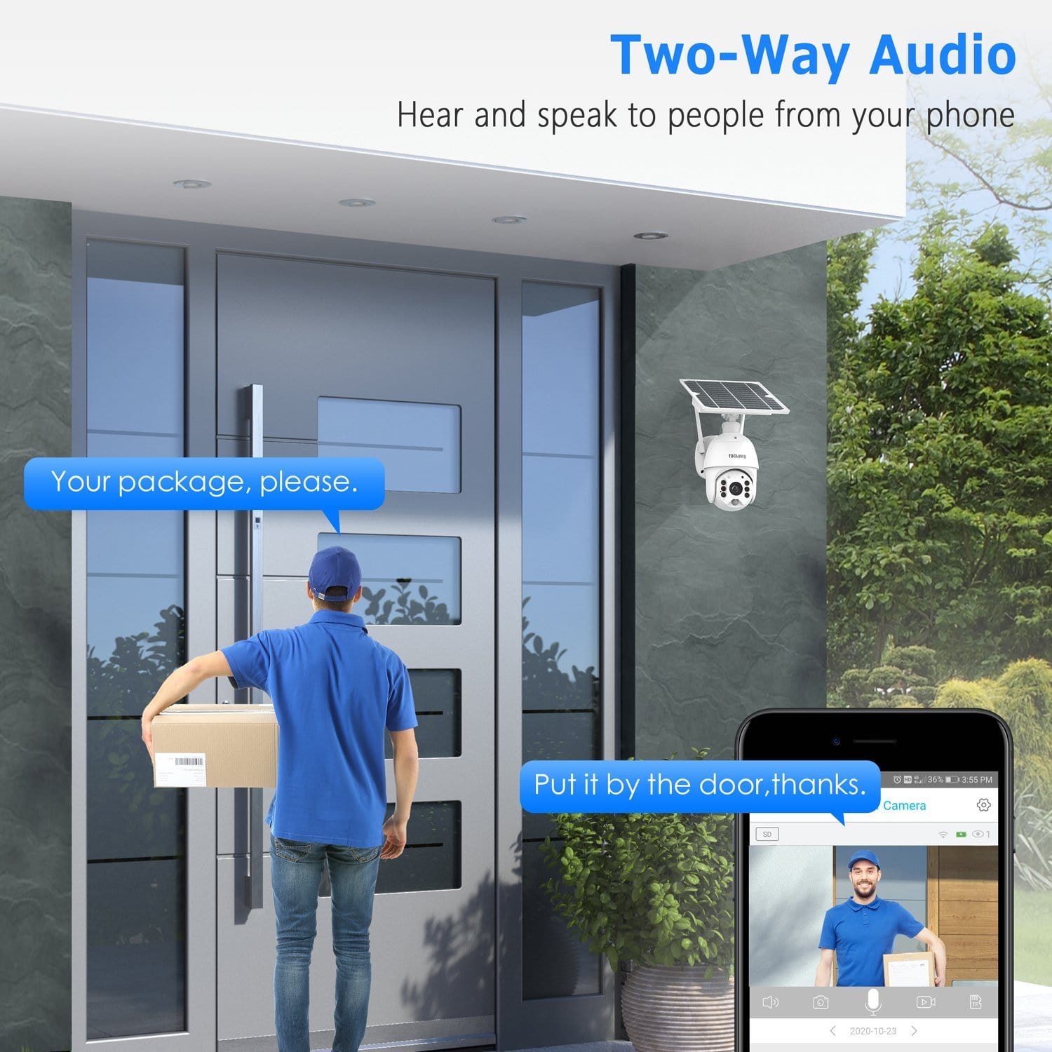 Toguard AP40 1080P Wireless With Solar Powered Battery, Full-Color Night Vision Motion Detection , Outdoor Security Camera